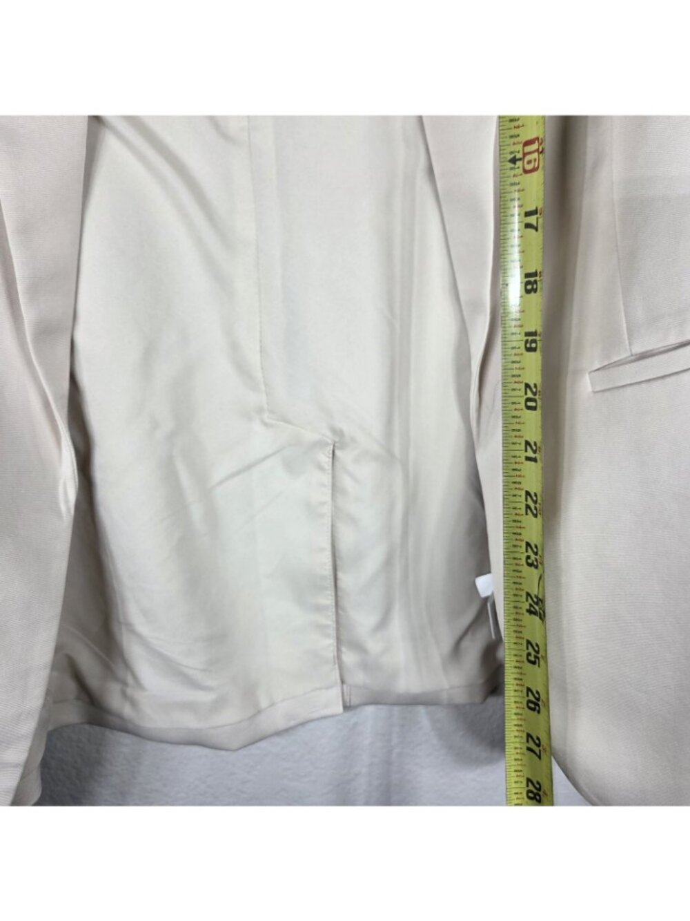 Express Womens Cream Long Blazer Open Front Size S Jacket Long Sleeve - Picture 15 of 16